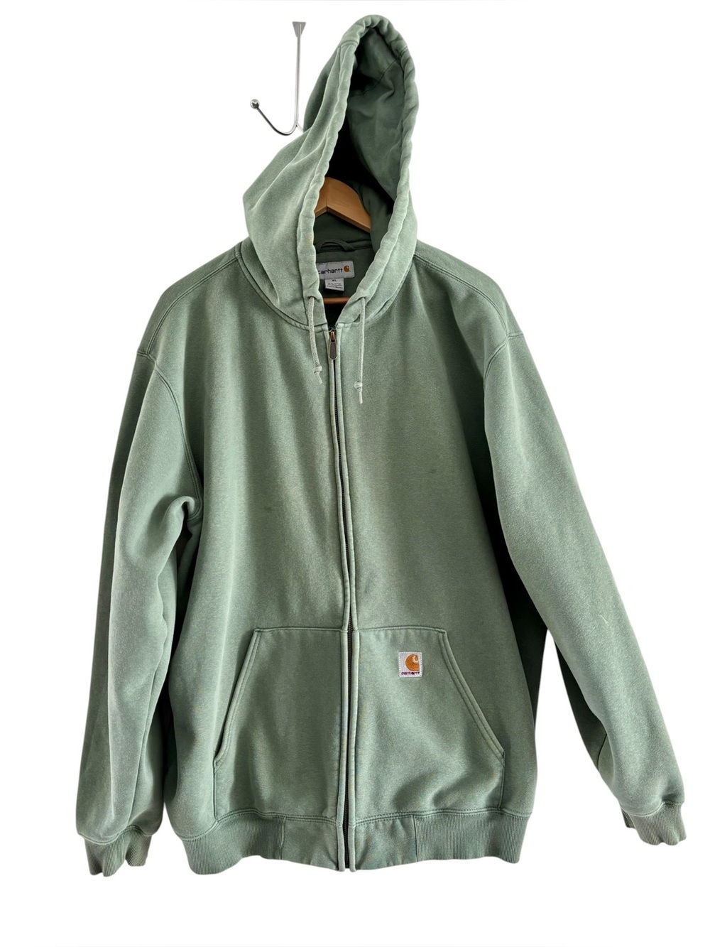 Carhartt heavyweight full zip hooded sweat shirt in light green. K185 MKG